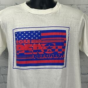 Vintage 90s Ross Perot For President T Shirt Politics Election White L Large
